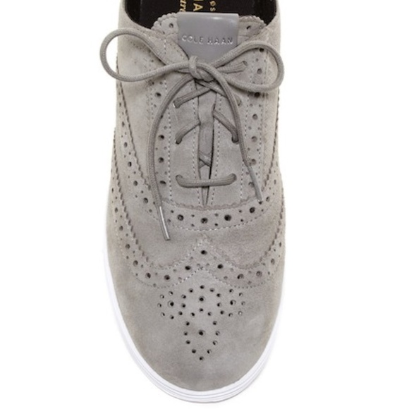 Cole Haan Grand Tour Grey Leather Suede Oxford 6 - Picture 4 of 11